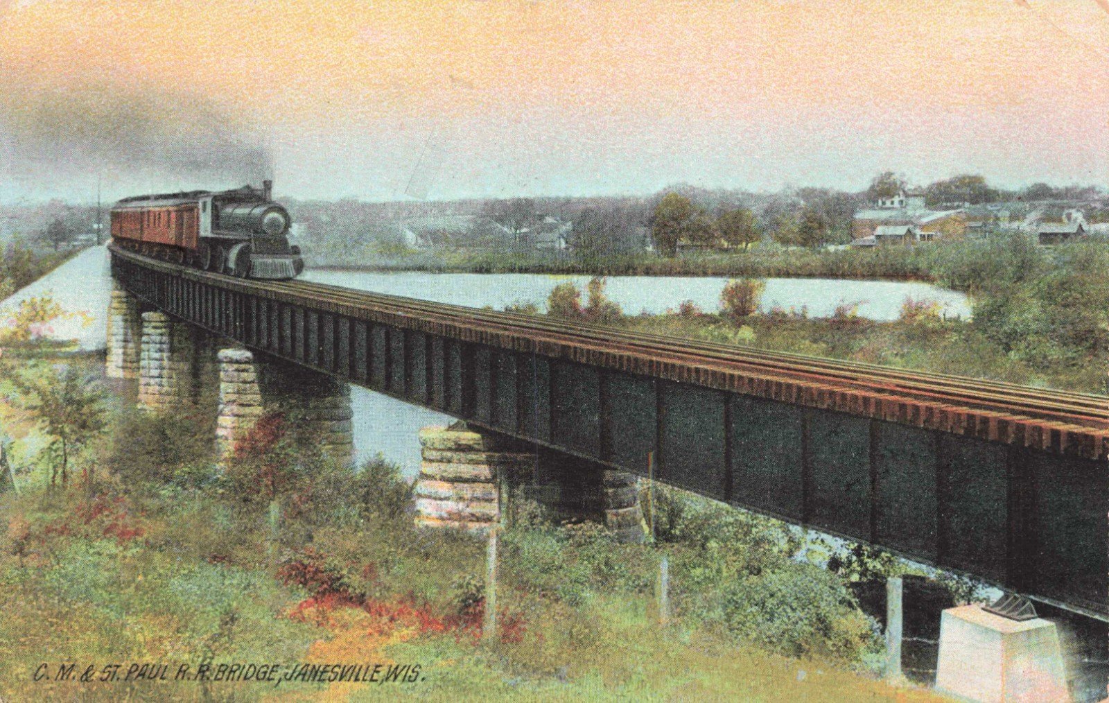 Historic postcard of bridge
